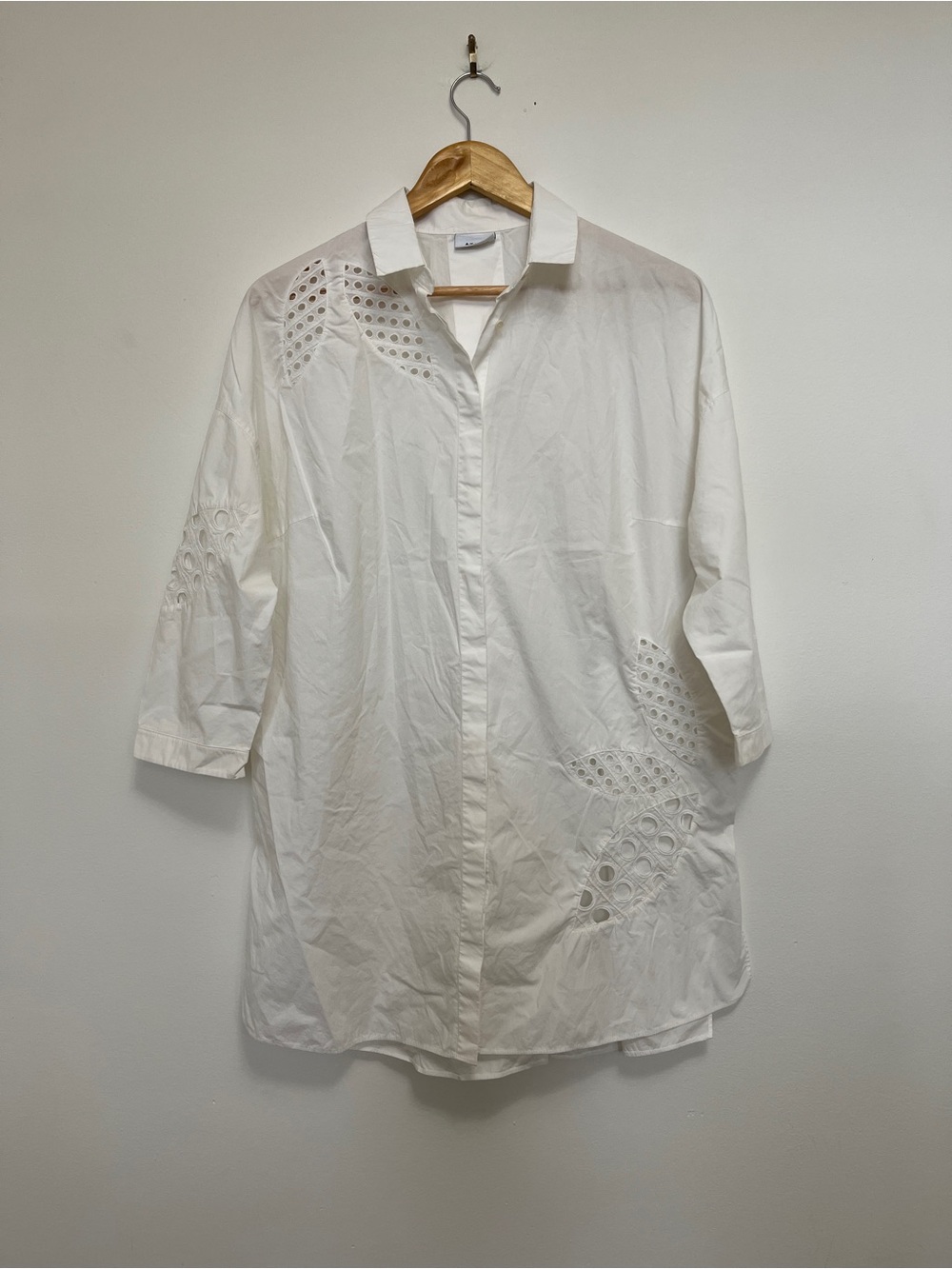 Akris Punto White Eyelet Shirt Dress Size 12 - Picture 3 of 8